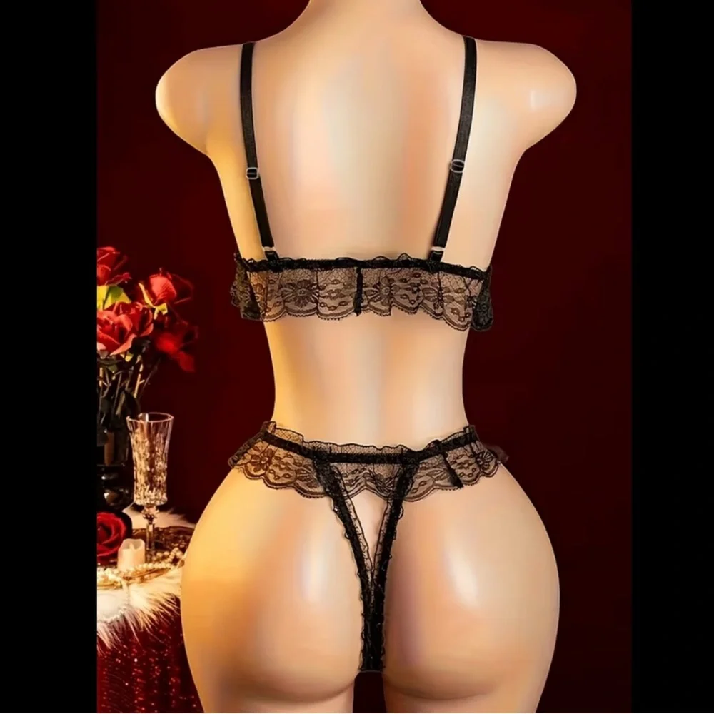 Black, Ribbon & Pearl, Lingerie Set